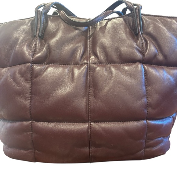 AllSaints Quilted Brown Genuine Leather Tote Bag - Picture 8 of 12